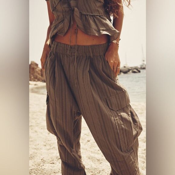 ZARA LACE TRIM CARGO PANTS - Picture 10 of 10